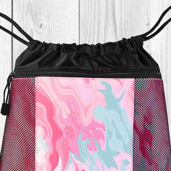 Jeep Girl Pink Marble Drawstring Backpack